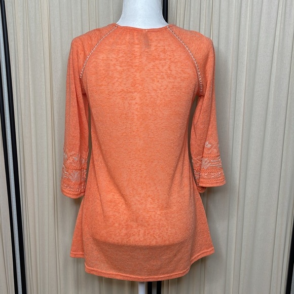 MOLLORELLO- CORAL EMBROIDERED TUNIC BLOUSE SIZE SMALL - Picture 5 of 9